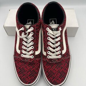 Vans Old Skool OTH Repeat Logo Black Red‎ Skate Shoe Mens Size 8